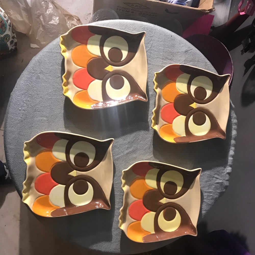 set of 4 mesa owl plates